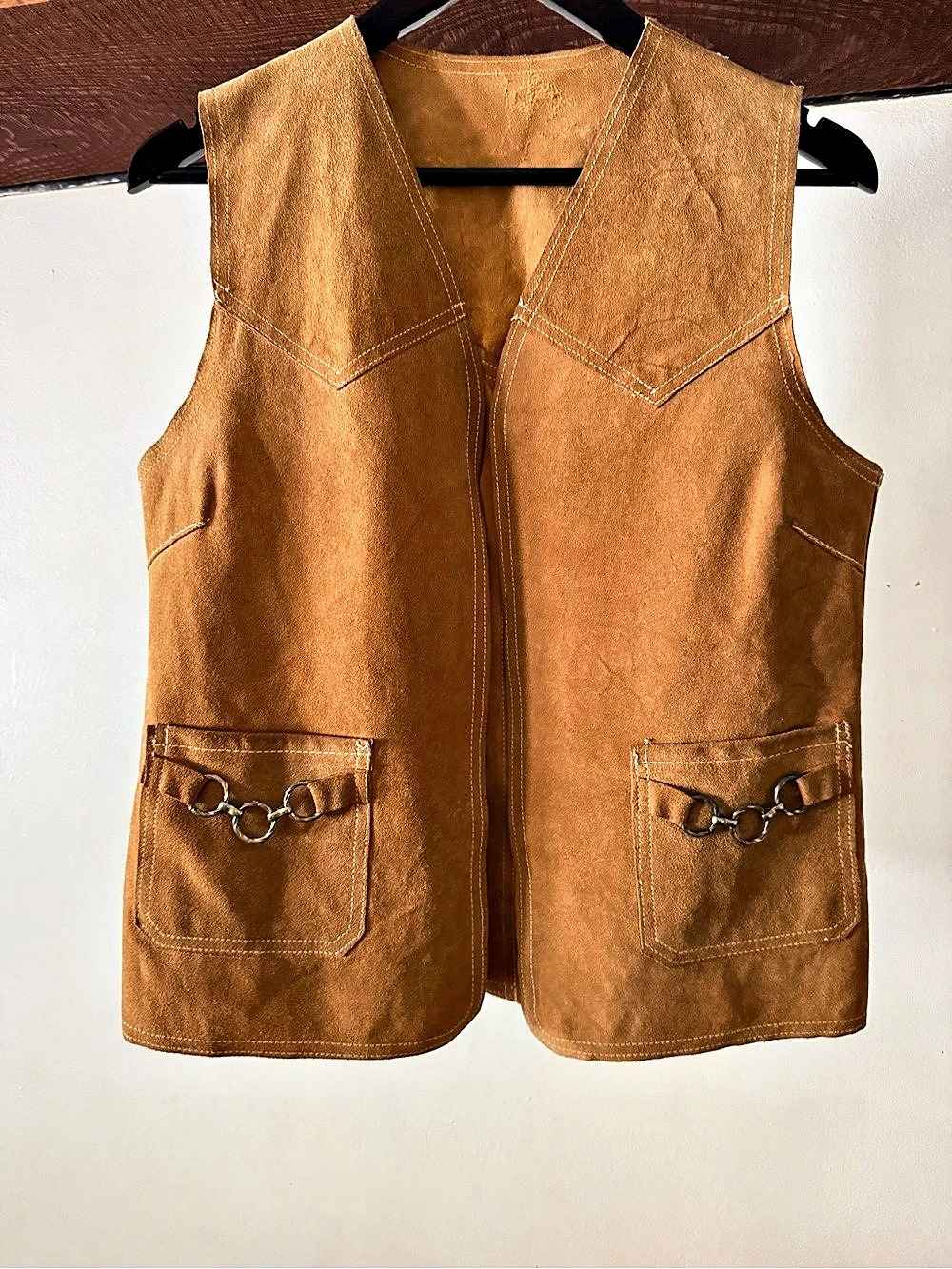 Vintage Faux Suede Utility Vest